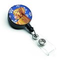 Carolines Treasures Vizsla Winter Snowflakes Holiday Retractable Badge Reel LH9280BR